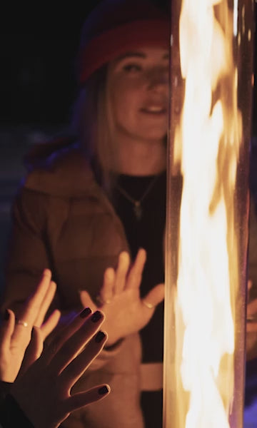 Hands warming up by the Patiofyre Jetlamp heater